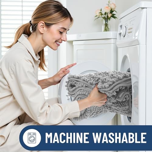Smiry Bathroom Toilet Rugs U Shaped 24X20, Chenille Bath mats - Image 6