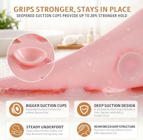 Yimobra Bathtub Mat Non Slip, Super Strong Suction Cups, Machine Washable Fast - Image 3