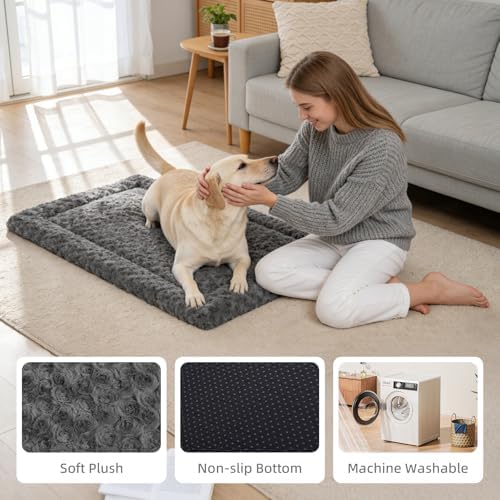 Exsnugy Washable Dog Bed Mat Large Size Fluffy Pet Crate Pad 42x28 XL - Image 5