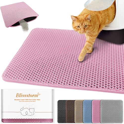 Cat Litter Mat 18"x24", Double Layer EVA litterbox Mat by BLISSSTORM