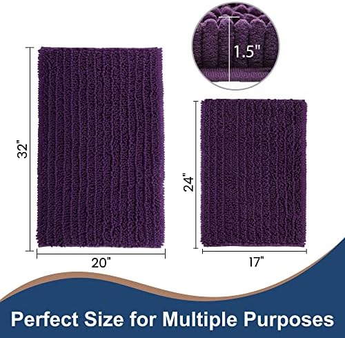 Luxury Chenille Plum Bathroom Rugs Sets 2 Piece, Thickened Hot Melt Rubber - Image 6