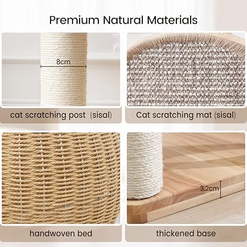 Modern Cat Tree，Cat Tower with Scratching Post, Handwoven Pumpkin Nests and - Image 5