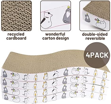 PatiencET Cat Scratcher Cardboard 4 Pack Cat Scratch Pad - Image 3