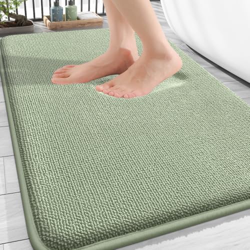 OLANLY Thick Memory Foam Bathroom Rug 30x20, Absorbent Bath Mat, Sage Green by OLANLY