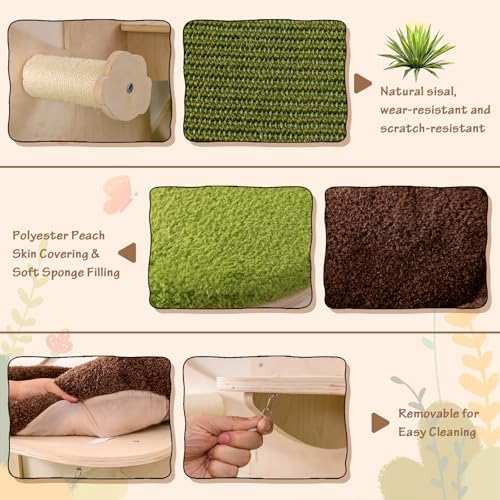 Tangkula Cat Wall Shelves, Wooden Wall Mounted Cat Tree - Image 7