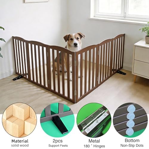 Freestanding Dog Gate Indoor, Doggie Gate Foldable Pet Gates - Image 5