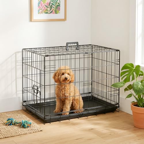 FDW | 24" Foldable Metal Dog Crate | Dark Black | Cage - Image 2
