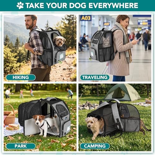 PetAmi Expandable Dog Cat Backpack Carrier, Airline Approved, Light Gray - Image 7