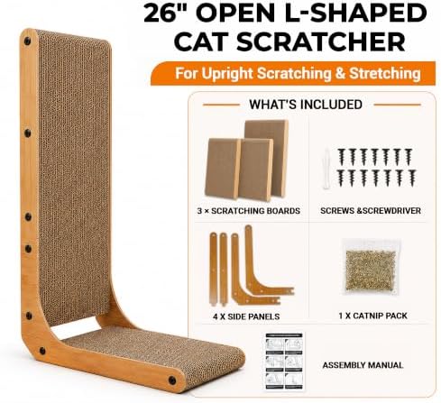 PatiencET L Shape Cat Scratcher, 26 Inch Cardboard Scratch Pad - Image 5