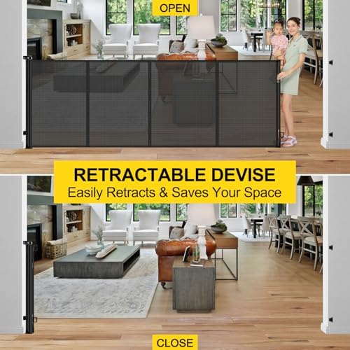 Reinforced 42" Extra Tall x 80" Wide Retractable Baby Gates - Image 5