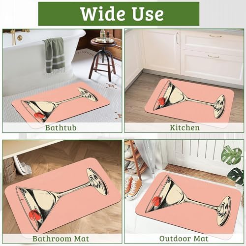Pink Cherry Glass Bathroom Rugs Mat Non Slip Washable Quick Dry Absorbent Thin - Image 7