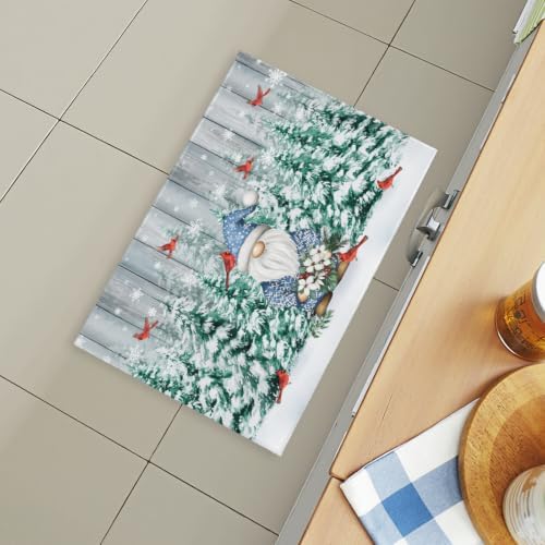 Giwawa Winter Gnome Bath Rug Pine Tree Absorbent Bathroom Rug Holiday Washable - Image 6