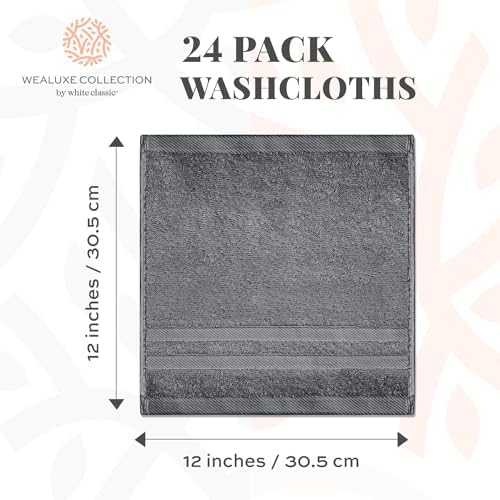 White Classic Wealuxe Dark Gray Washcloths 24 Pack - Image 4