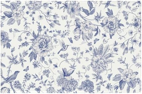Giwawa Chinoiserie Flower Bath Rug Blue Leaves Bathroom Mat 24"x35" Soft Plush by Giwawa