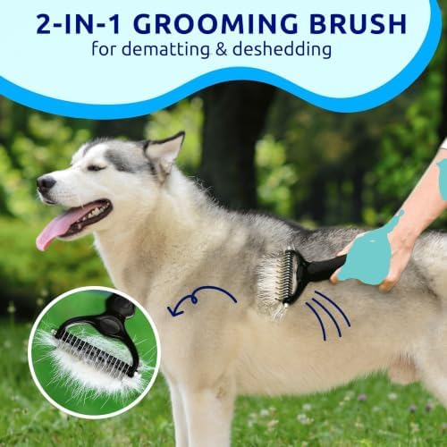 Pat Your Pet Deshedding Brush & Metal Comb Grooming Combo - Image 3