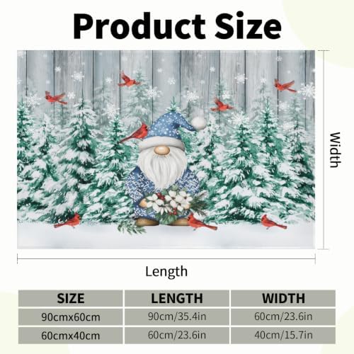 Giwawa Winter Gnome Bath Rug Pine Tree Absorbent Bathroom Rug Holiday Washable - Image 3