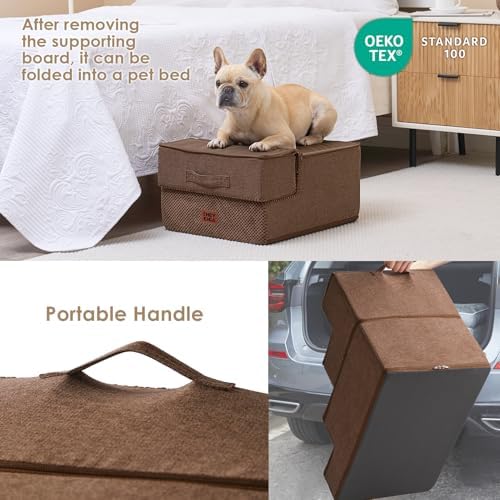 EHEYCIGA Dog Stairs 13.5" H, 3-Step Extra Wide Dog Steps - Image 5