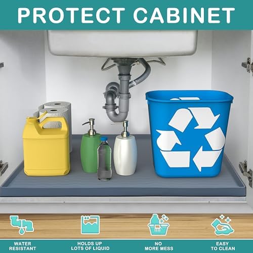 URMONA Waterproof Silicone Under Sink Mat, 19 x 19 in, Flexible Shelf Liner - Image 2