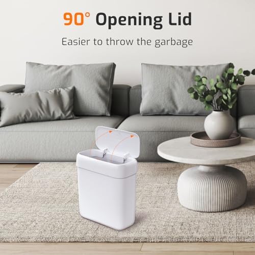 Small Bathroom Trash Can with Lid, 3.2 Gallon Garbage Can with Pop-Up Lid - Image 6