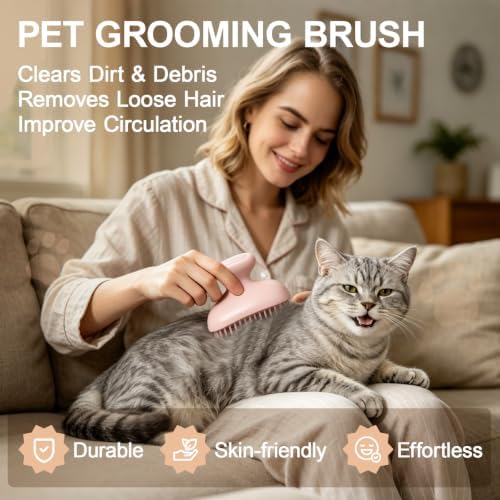 Dog Bath Brush for Grooming & Shedding, Self-Cleaning Pet Scrubber - Image 7