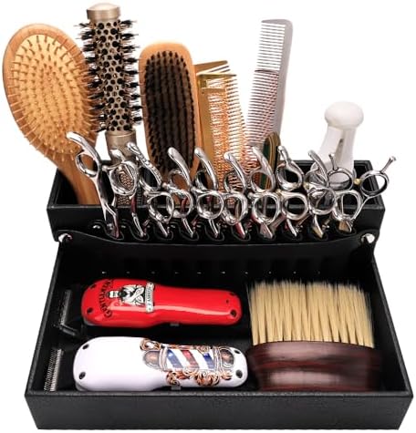 Barber Storage Box, Hairdressing Tool Holder, Shear Holder PU Leather Salon - Image 2