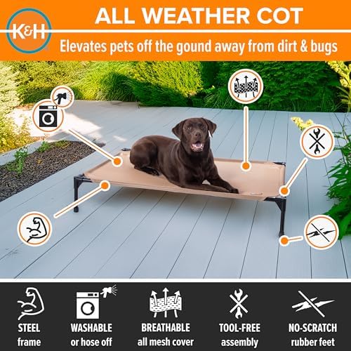 K&H Outdoor Elevated Dog Bed, Cooling Raised Dog Bed, Large 42x30in - Image 2