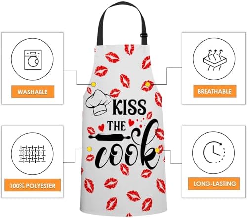 Kiss The Cook Bib Apron with Adjustable Neck - Image 4