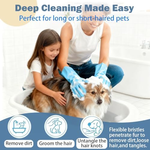 Pet Grooming Gloves, Silicone Bath Massage Gloves, Wet Dry - Image 2