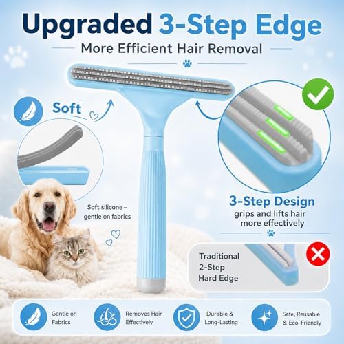 2 Pack Reusable Pet Hair Remover and Fabric Lint Scraper Set - Image 2