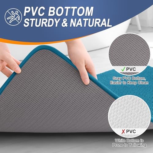 OLANLY Memory Foam Bathroom Runner Rugs 44x24, Long Bath Mats, Peacock Blue - Image 4