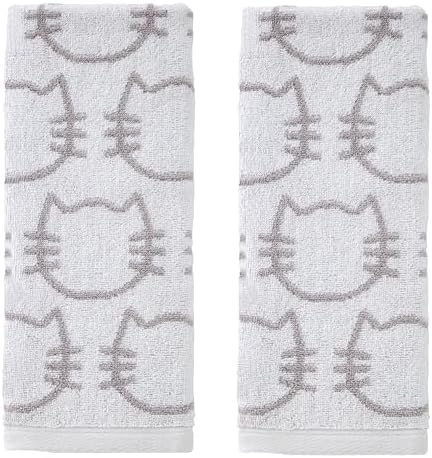 SKL Home Cat Hand Towel Set-2pc, 100% Cotton, Reversible by SKLHomebySaturdayKnightLtd