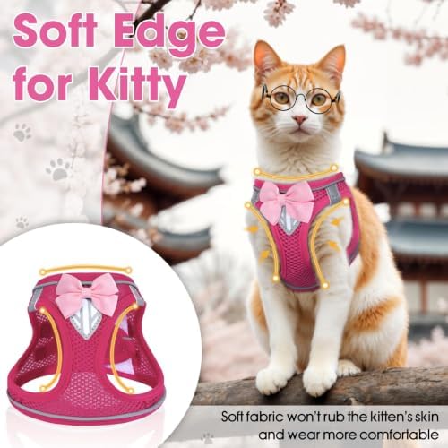 Cat Vest Harness and Leash Set, Escape Proof Kitten Harness Pink S - Image 3