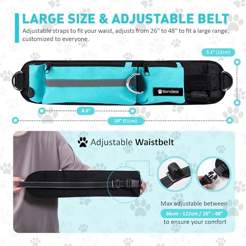 Waist Leash for Double Dog Walking 2 Medium and Large Dogs; Shock-Absorbing - Image 6