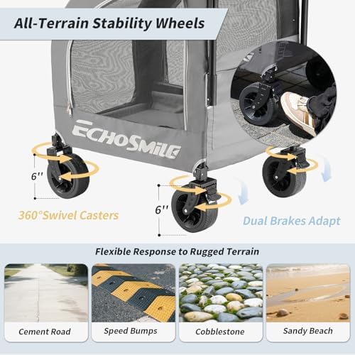 EchoSmile 4-Wheel Pet Stroller for Dogs & Cats - Image 5