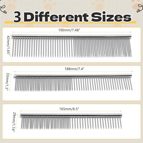 Biaungdo 3 Pcs 3 Size Dog Grooming Combs Set, Small & Middle & Big Sizes - Image 4