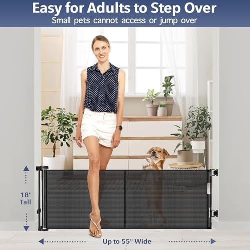 Reinforced 18" Tall 55" Wide Retractable Dog Gate, Prevents Crawling Under - Image 2