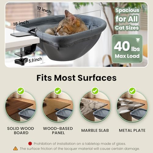 JUNSPOW Cat Desk Bed One-Click Folding, Maximum Holds 40lb - Image 6