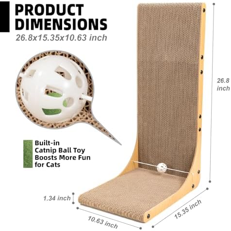 26.8 Inch Cat Scratching Post, Premium High Density Cardboard Cat Scratcher - Image 3
