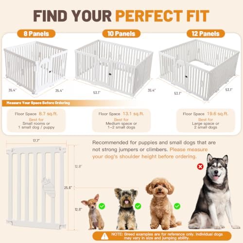 Dog Playpen Indoor with Door, 12-Panel 25.6" Tall Dog Play Pen, Easy-Assembly - Image 2