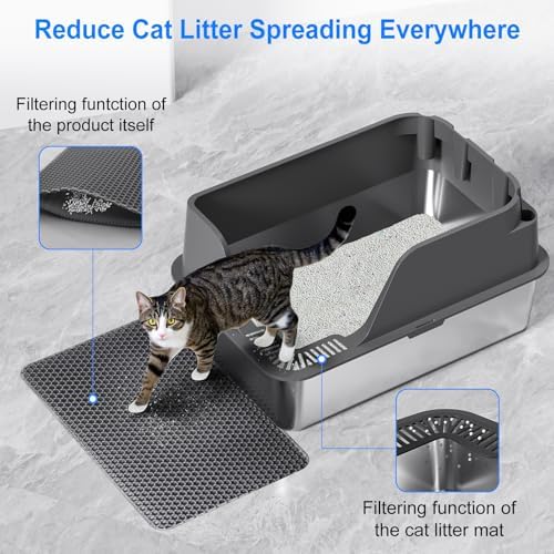 Non-Stick Stainless Steel Litter Box, XL Side Open Splash-Proof&Leak-Proof - Image 6