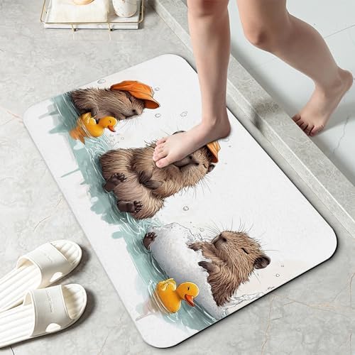 Cute Capybaras Swim Bath Mat 29.5"x17", Slim Low-Profile Fast Drying Super by Unknown