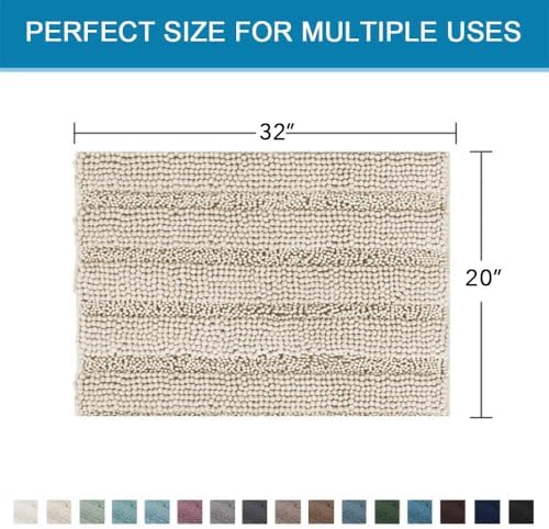 H.VERSAILTEX Bath Mats for Bathroom Non Slip Thick Chenille Striped Bath Rug - Image 2