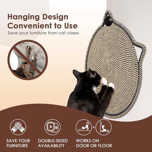Cat Scratcher Mat, Natural Cotton Rope Cat Scratch Pad, 15.7'' Round Horizontal - Image 4