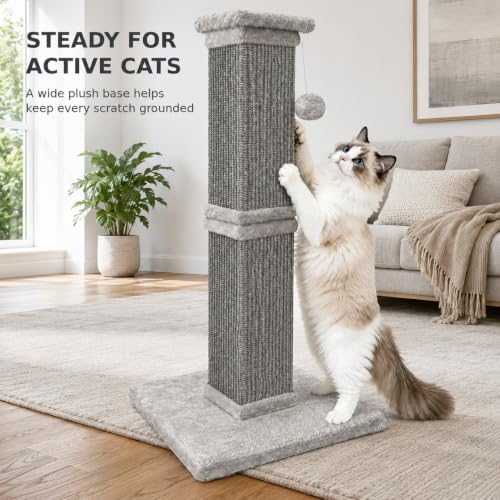 Vertical Cat Scratching Post for Indoor Cats, Sisal Scratch Tower - Image 6