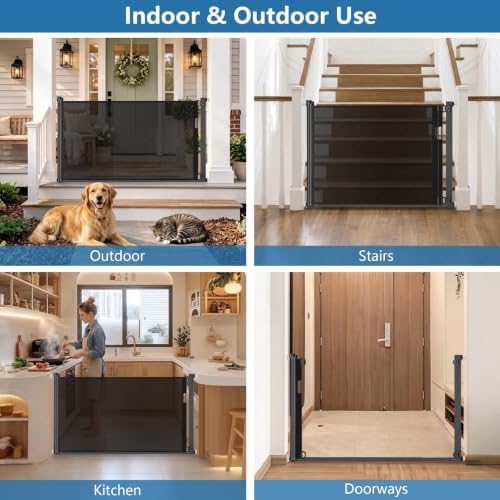 Malier Retractable Dog Gate, 29-42" No Drilling Pressure Mounted Mesh Dog Gate - Image 7