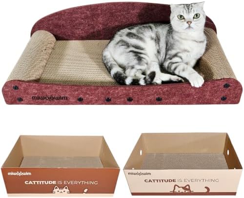 miwoowim 26'' Large Cardboard Cat Scratcher Bed and Box Set - Image 3