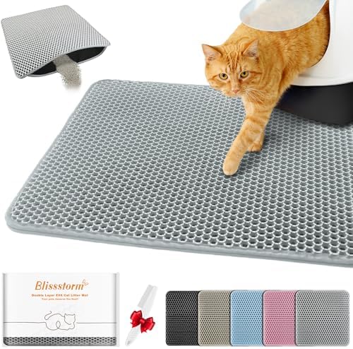 Cat Litter Mat 16"x20", Double Layer EVA litterbox Mat by BLISSSTORM