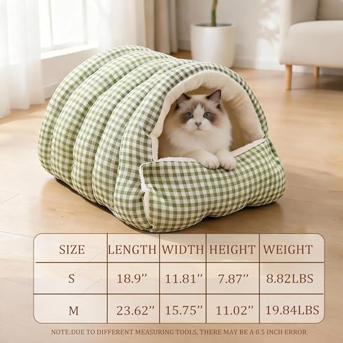 Small Cat Dog Cave Bed Calming Pet Nest Warm Plush Covered Cat House - Image 4