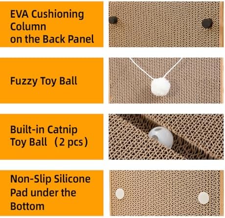 27.6 Inch Reinforced Cat Scratcher, L-Shaped Wall Mount Scratching Post - Image 4