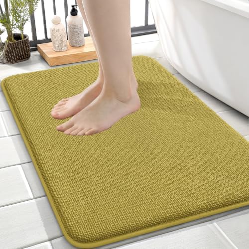 OLANLY Memory Foam Small Bathroom Rugs 24x16, Absorbent Mat, Deep Mustard by OLANLY